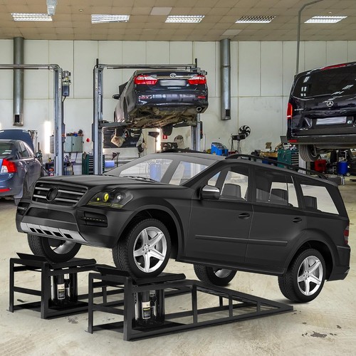 Hydraulic car ramp lift with - ramp,